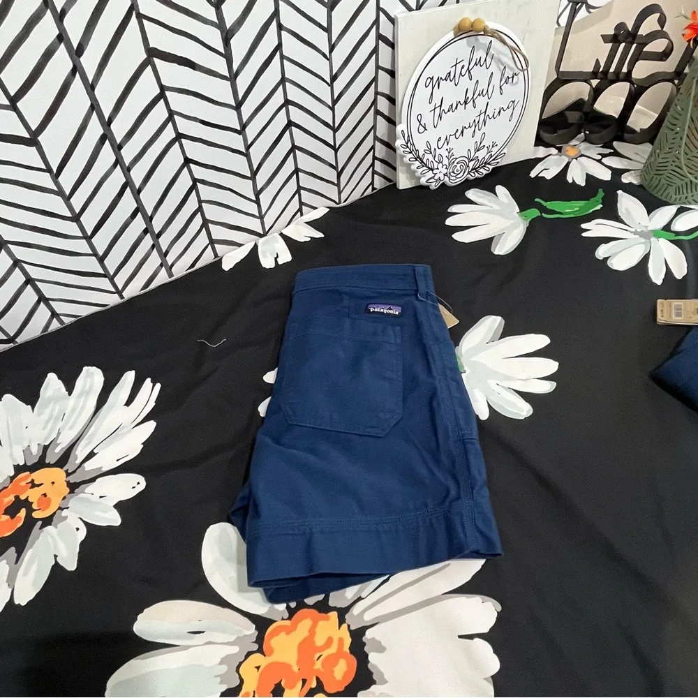 NWT Patagonia 100% Organic Cotton Slub Shorts, 5 inch in Stone Blue, Size 6 - Picture 3 of 13